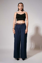 Inverted Pleated Pants Blue